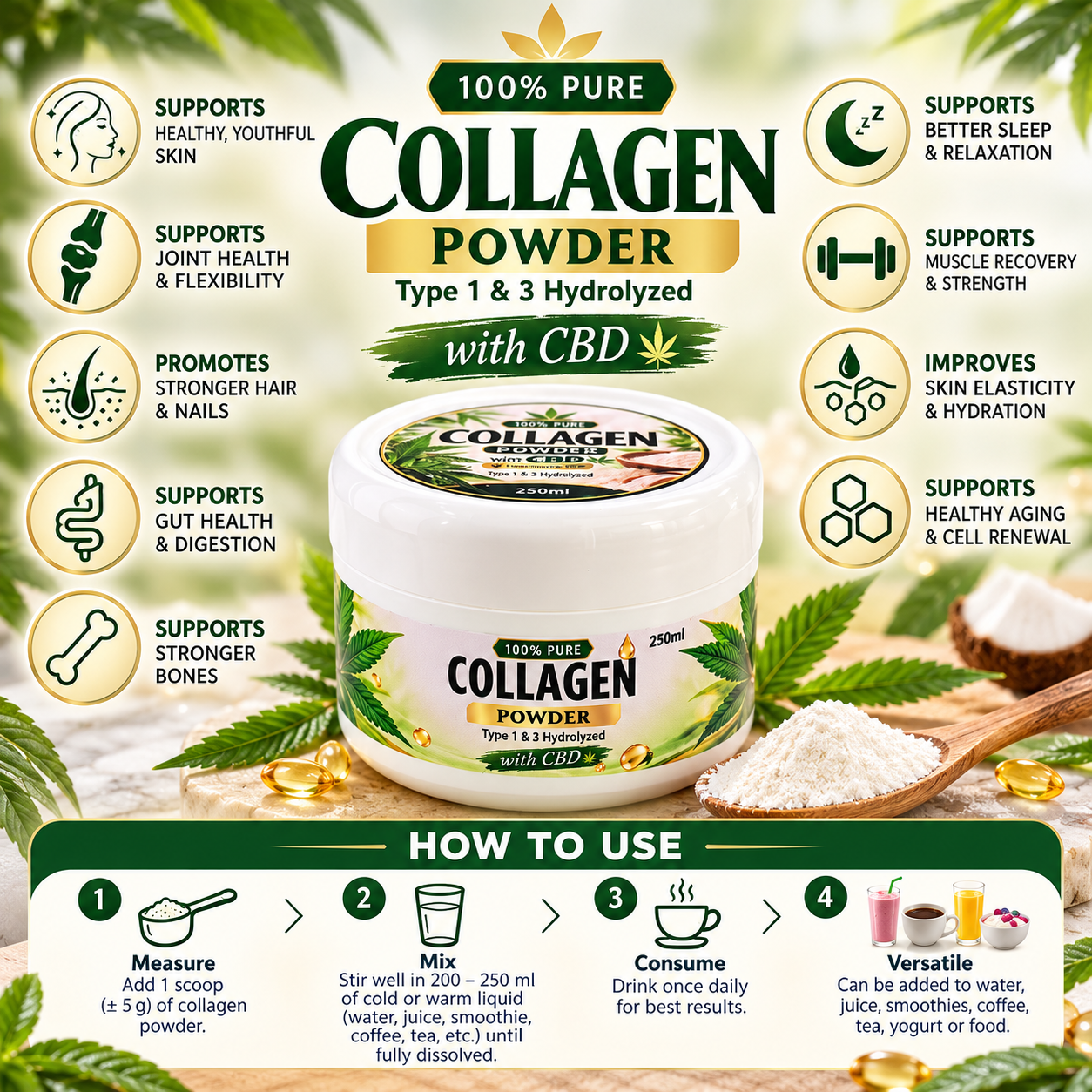CBD Collagen Powder (5 x 250ml)